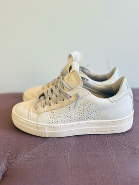 P448 Thea Neutral Suede Platform Sneakers in Silver and White!